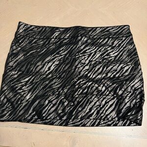 Express Black and Silver Animal Print Mini Skirt